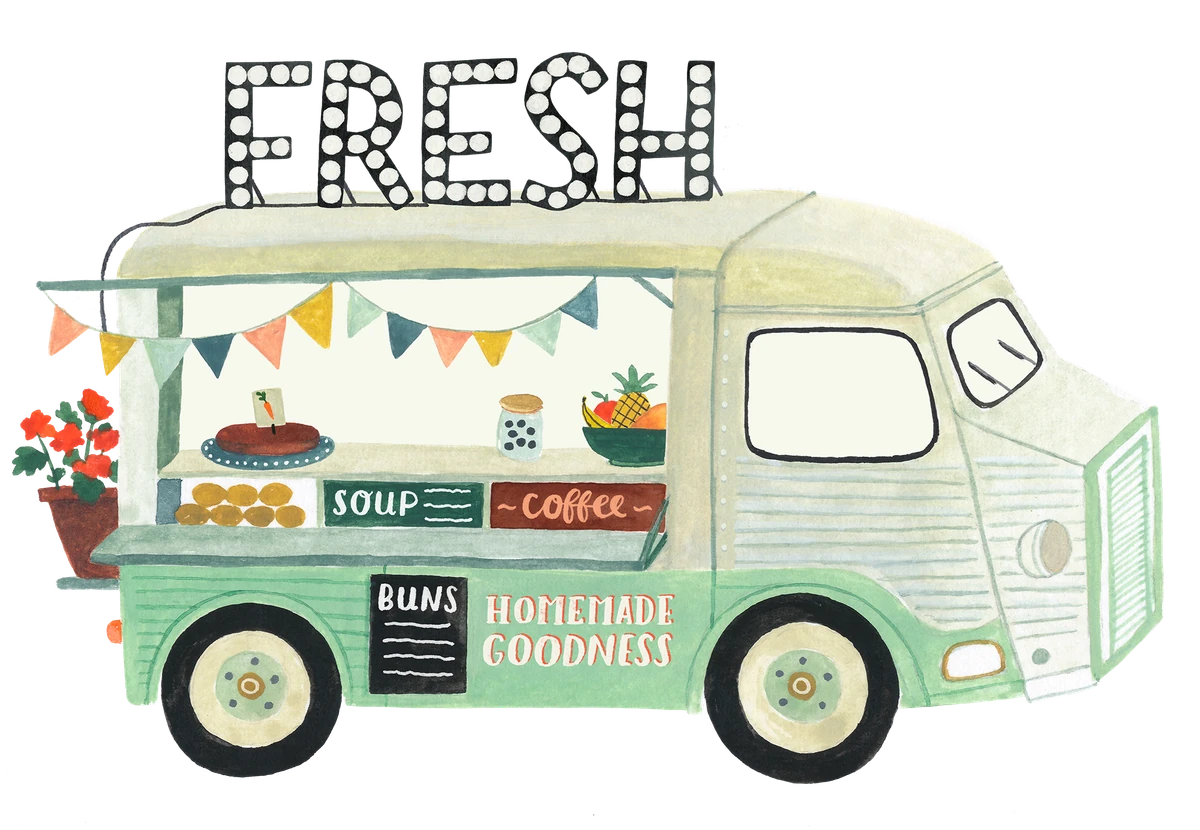 Foodtrucks, illustration for Flow by Valesca van Waveren