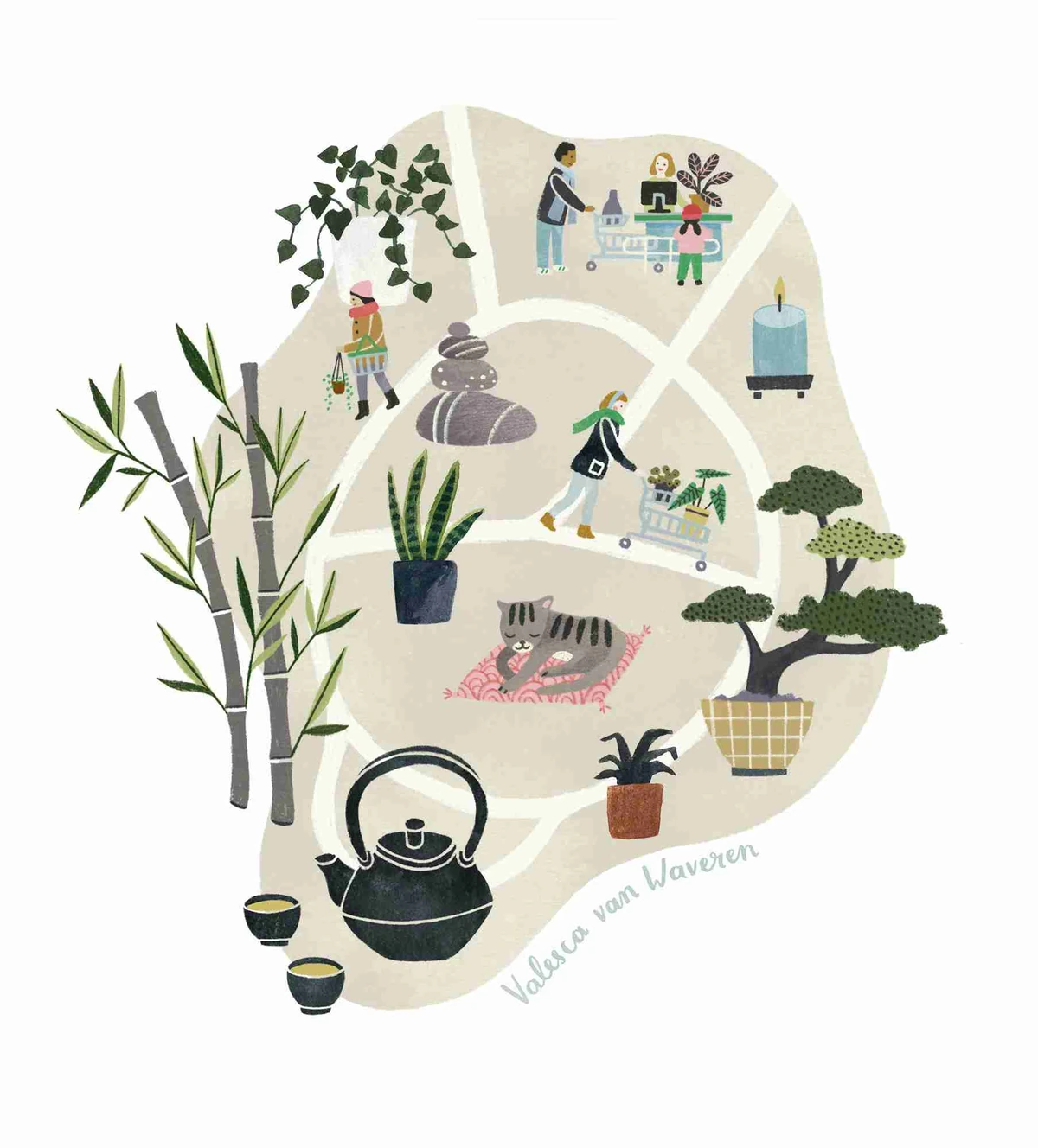 Green maps, illustration for Intratuin by Valesca van Waveren