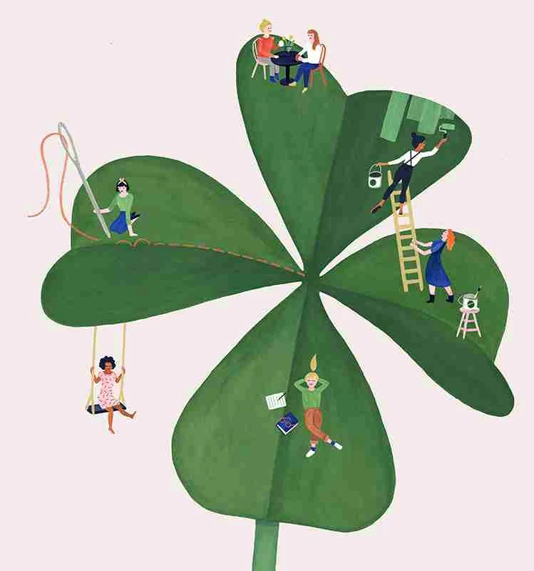 Happiness is a verb, illustration for Flow by Valesca van Waveren